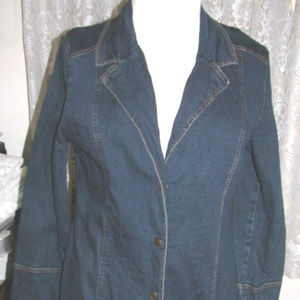 Ladies BLUE DENIM Tunic JACKET + Trim Size 16